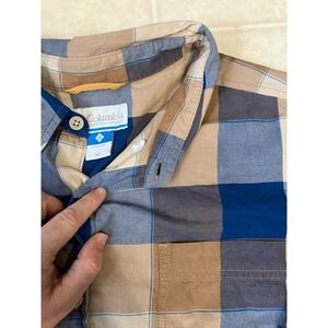 Columbia Mens Blue Tan plaid Shirt Button Down Sz  XL Long Sleeve Cotton